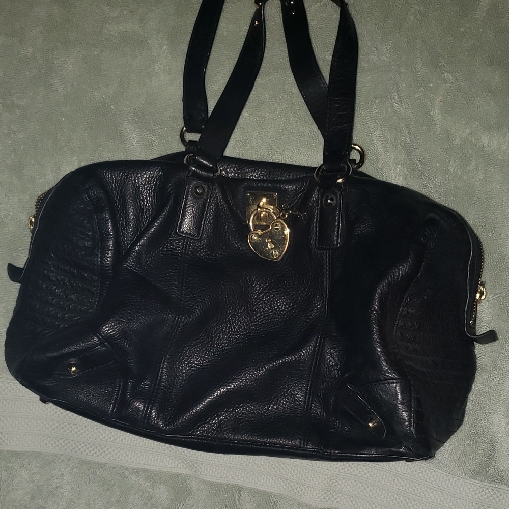 Juicy Couture Black Leather Shoulder Bag with Gold Accents